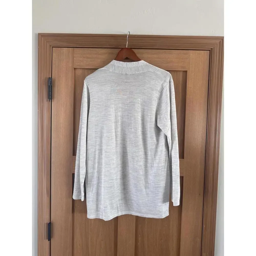 Eileen Fisher 100% Fine Merino Wool Open Front Cardigan Sweater Grey Women’s XL - Picture 6 of 13